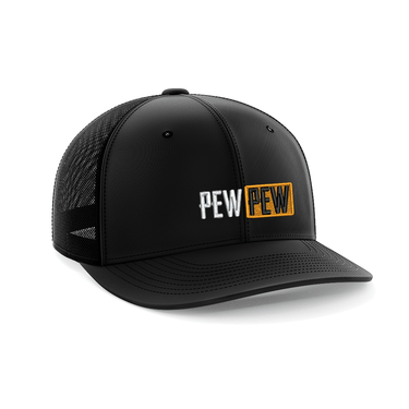 Pew Pew Hub Embroidered Trucker Hat Hat Greater Half Black/Black